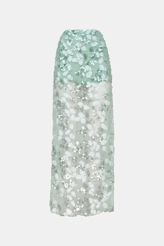 green carnation sequin skirt