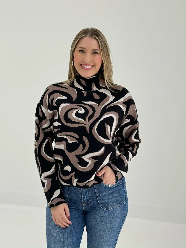 Lizzy Turtleneck Sweater - Black Multi