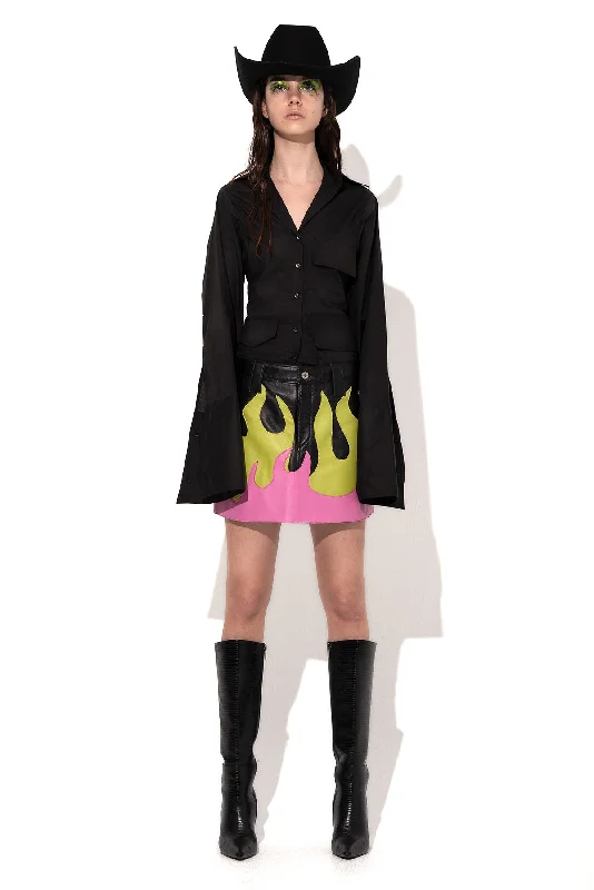 FLAMES LEATHER MINI SKIRT