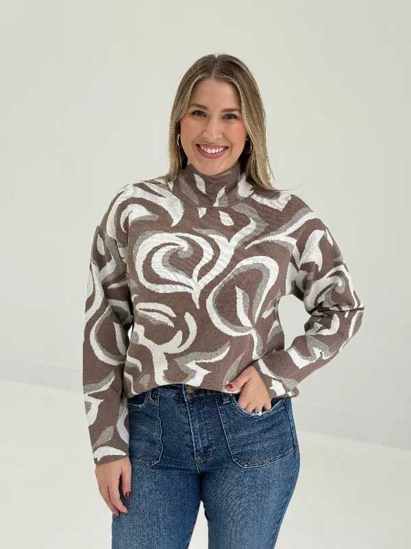 Lizzy Turtleneck Sweater - Taupe Multi