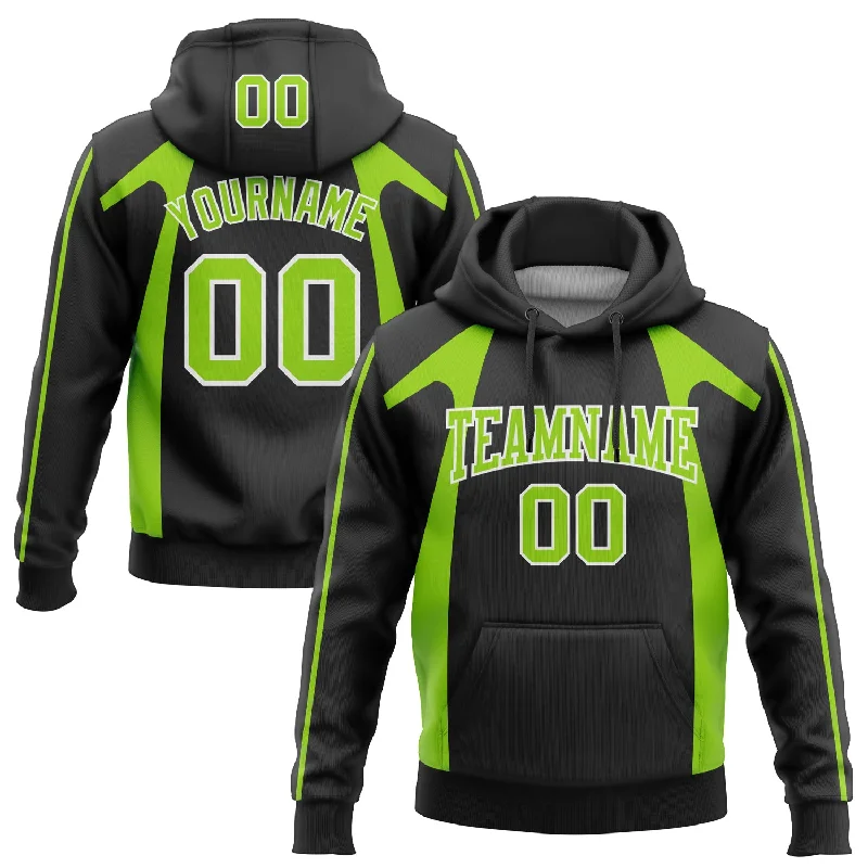 Custom Stitched Black Neon Green-White 3D Pattern Design Segmentation Patchwork Stripe Sports Pullover Sweatshirt Hoodie