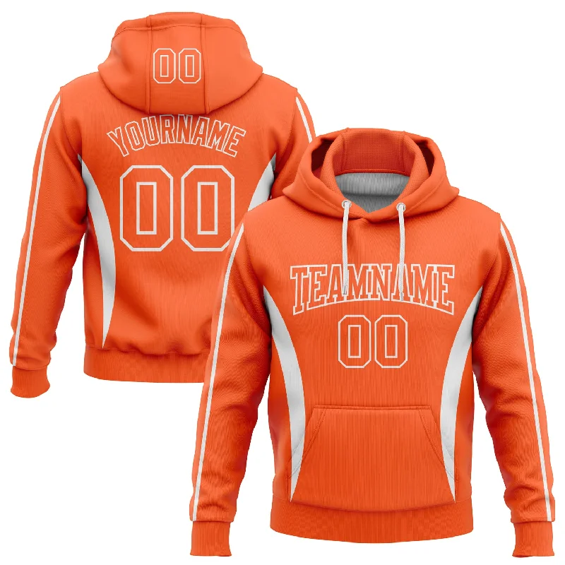 Custom Stitched Orange White 3D Pattern Design Color Blocking Stripe Sports Pullover Sweatshirt Hoodie