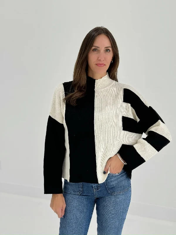 Maxton Colorblock Sweater - Black