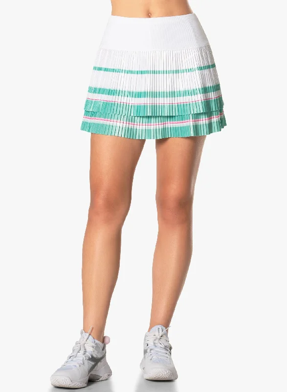 Long Deco Stripe Pleated Skirt