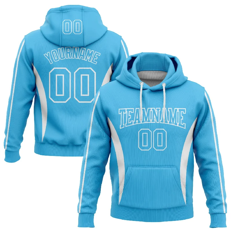 Custom Stitched Sky Blue White 3D Pattern Design Color Blocking Stripe Sports Pullover Sweatshirt Hoodie