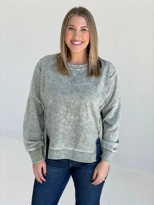 Lightly Taken Pullover Top - Olive