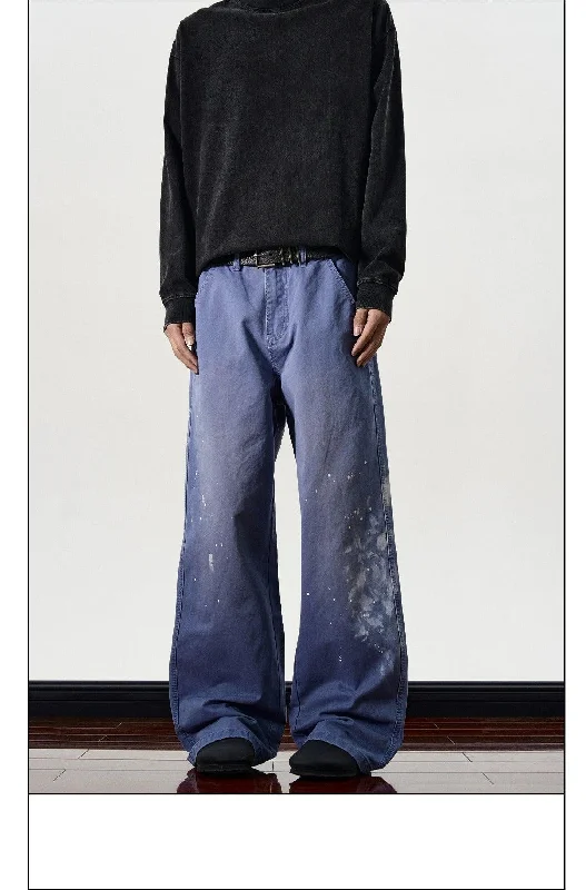 Distressed Ink-Splashed Jeans