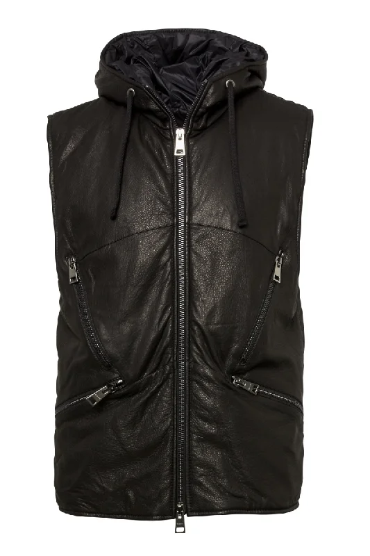 Hooded Leather Vest