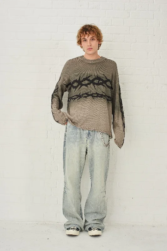 Traitor Grey Barbed Wire Knit Jumper