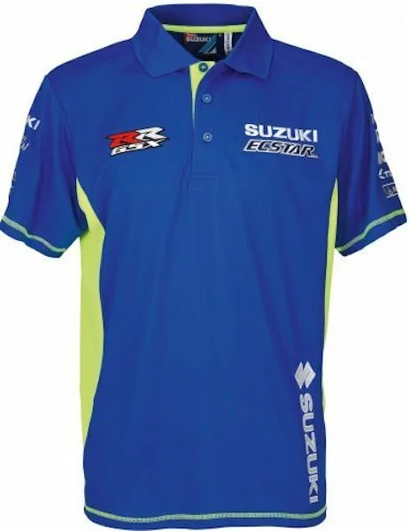 Official Ecstar Suzuki MotoGP Team Man's Polyester Polo Shirt - 990F0-M8Psp