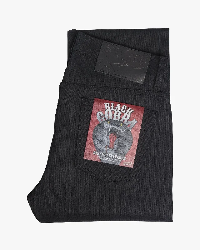 Naked & Famous Weird Guy Regular Tapered Mens Jeans - Black Cobra Stretch Selvedge