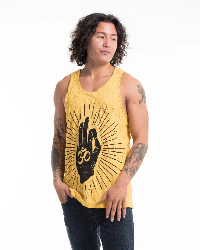 Mens Hand of Om Tank Top in Yellow