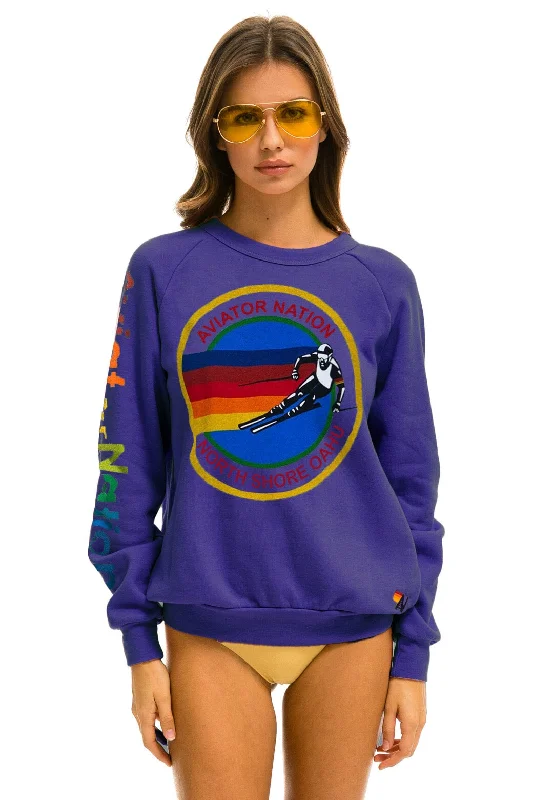 AVIATOR NATION NORTH SHORE CREW SWEATSHIRT - PURPLE