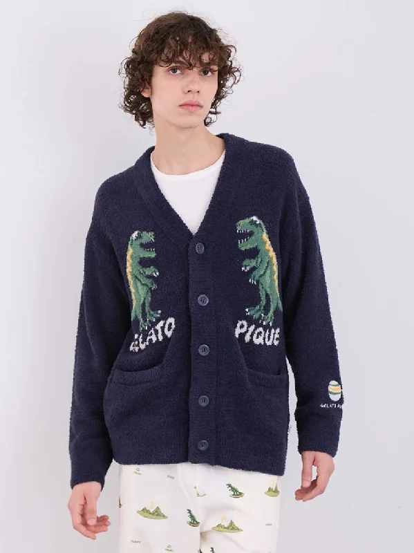 MEN'S Powder Dinosaur Jacquard Knit Cardigan