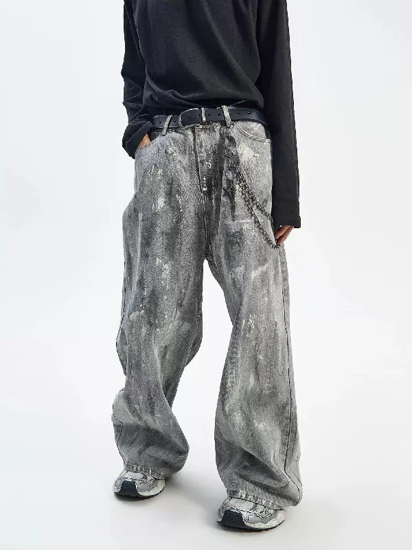 Graffiti Ink Wide Leg Jeans