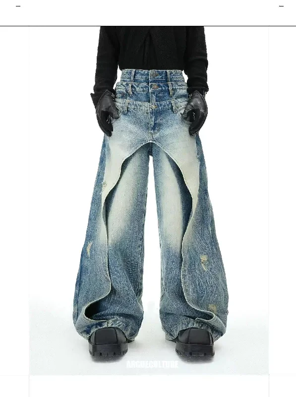 Triple Waist Line Spliced Jeans