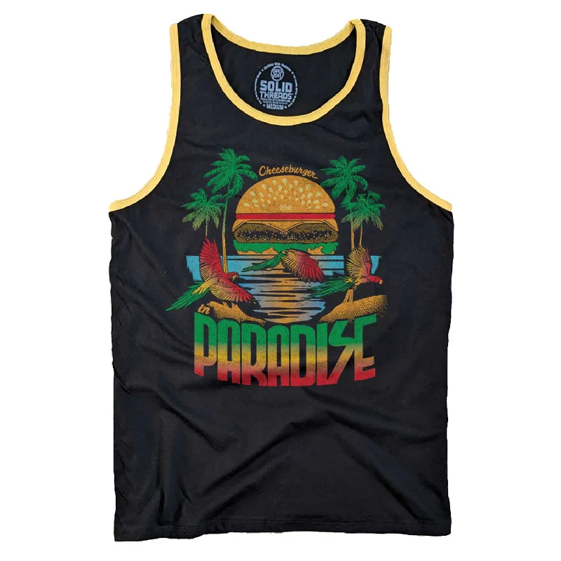 Cheeseburger in Paradise Ringer Tank Top