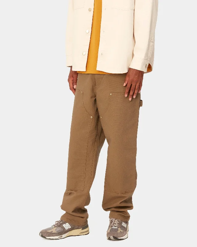 Carhartt WIP Double Knee Pant Relaxed Fit Canvas Trousers - Hamilton Brown Rinsed