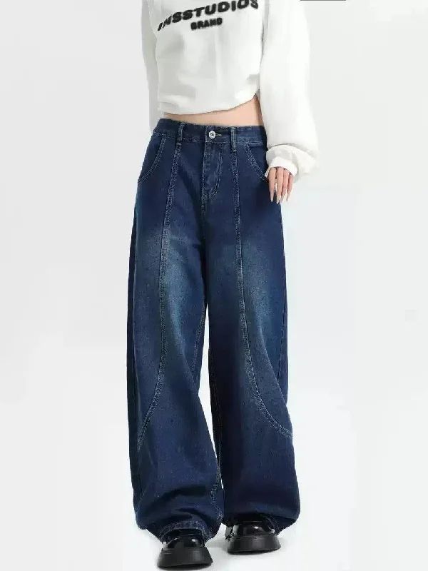 Faded & Spliced Straight Jeans