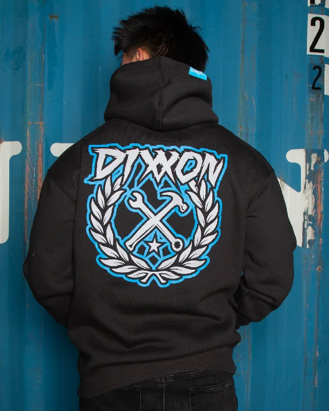 Party Crest Zip Up Hoodie - Black, Cyan, & White