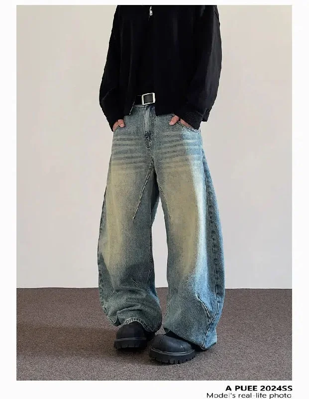 Multi-Seam Whiskered Jeans