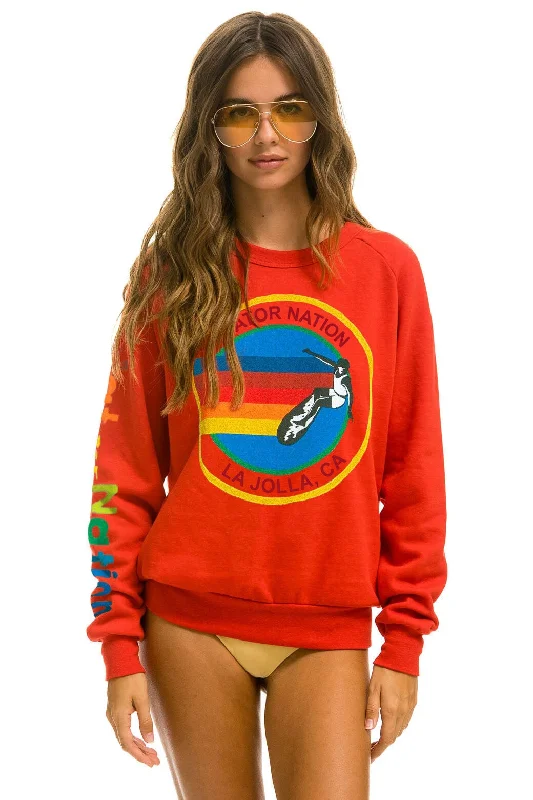 AVIATOR NATION LA JOLLA CREW SWEATSHIRT - RED