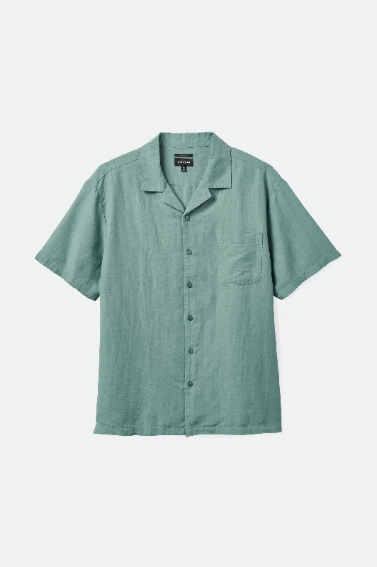 Bunker Linen Blend S/S Camp Collar Woven Shirt - Chinois Green