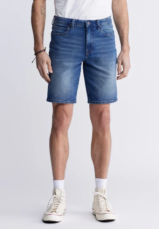 Relaxed Straight Dean Men's Denim Shorts, Contrast Whiskered - BM22953