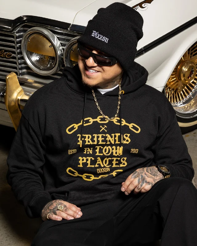 Gold Friends in Low Places Pullover Hoodie - Black