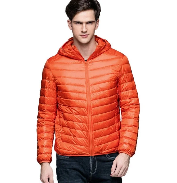 Man Winter Autumn Jacket 90% White Duck Down Jackets Men Hooded Ultra Light Down Jackets Warm Outwear Coat Parkas Outdoors