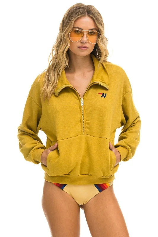 LOGO EMBROIDERY HALF ZIP SWEATSHIRT - KHAKI