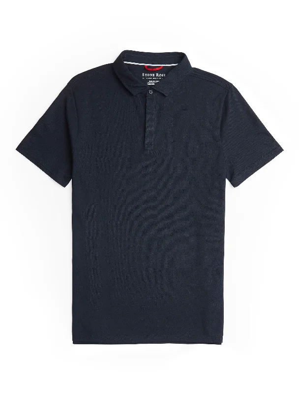 Navy Solid Short Sleeve Polo