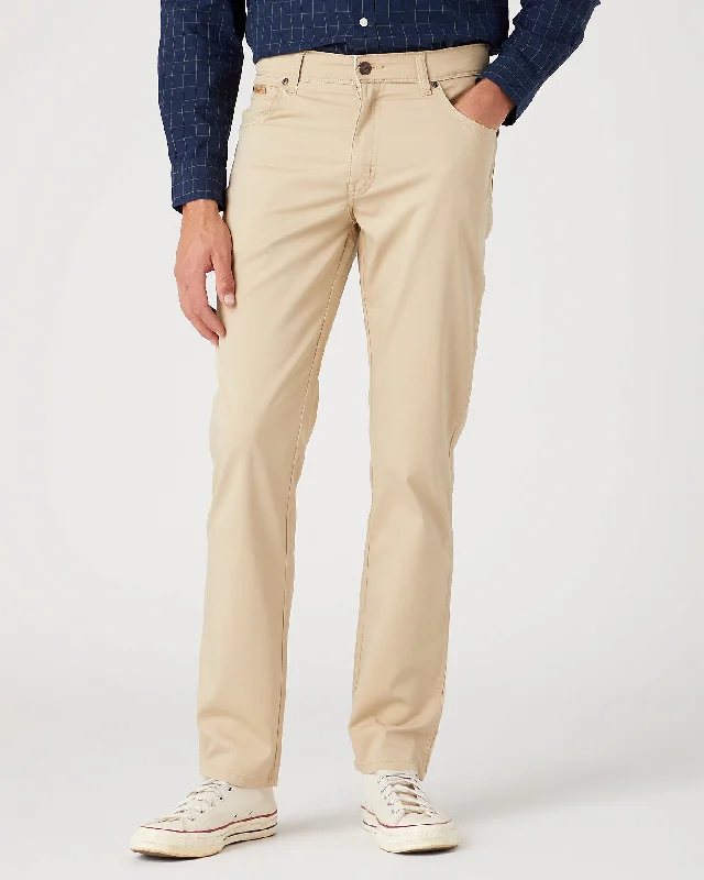 Wrangler Texas SLIM Mens Cotton Satin Trousers - Safari