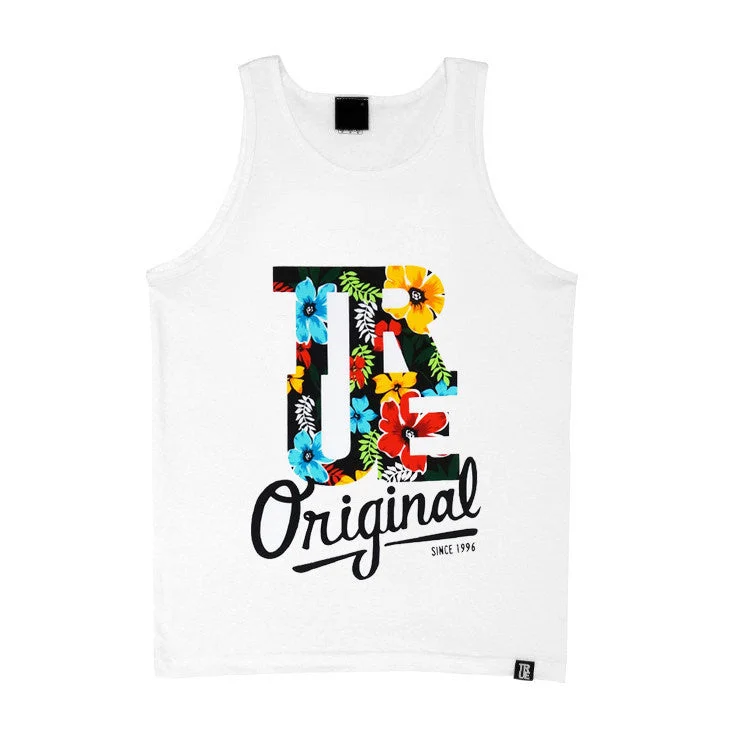 Mens True Floral Tank Top White