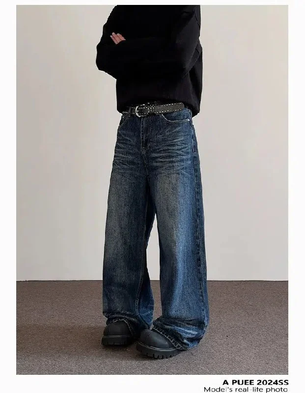 Creased Lines Wide Leg Jeans