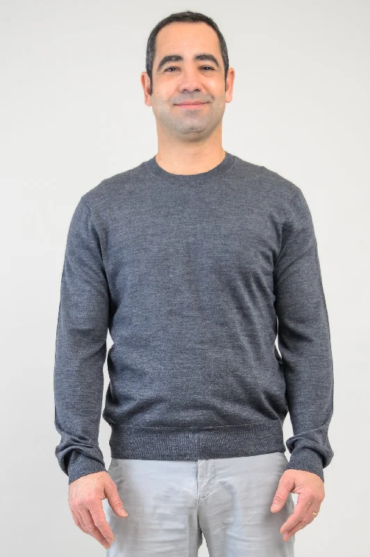 Fraser Sweater, Charcoal, 100% Merino Wool