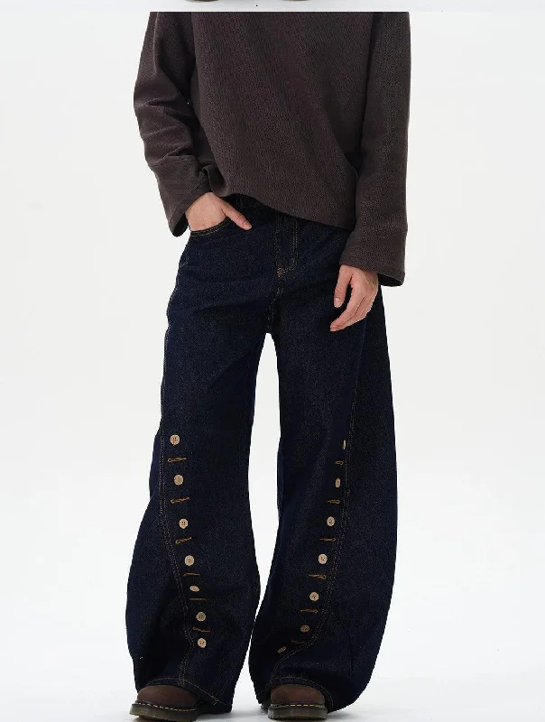 Stitched Buttoned Detail Jeans