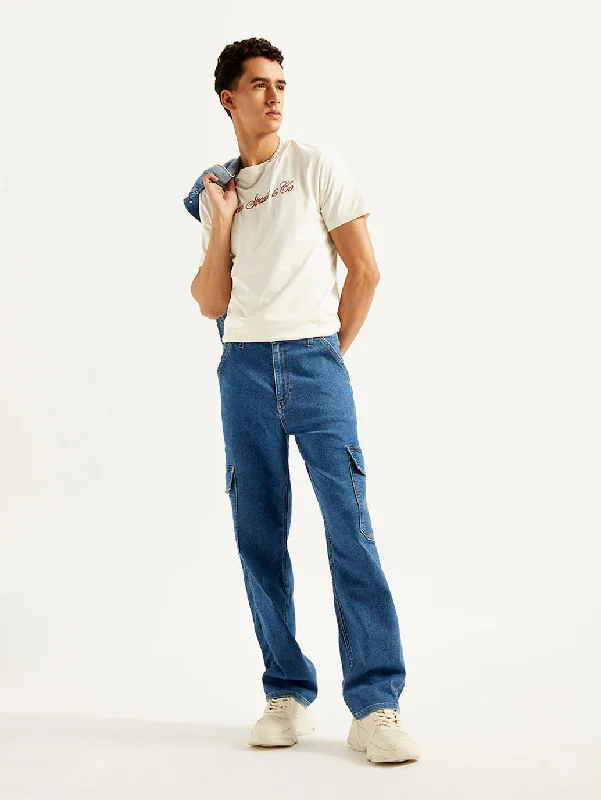 Men's 568 Loose Fit Blue Cargo Jeans