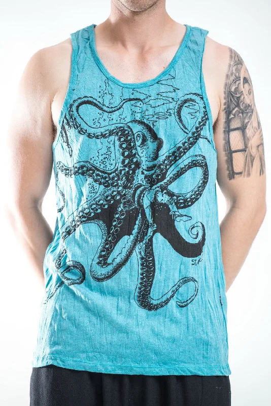 Mens Octopus Tank Top in Turquoise