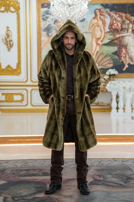 Men's Playa Coat in "Olive" Chinchilla