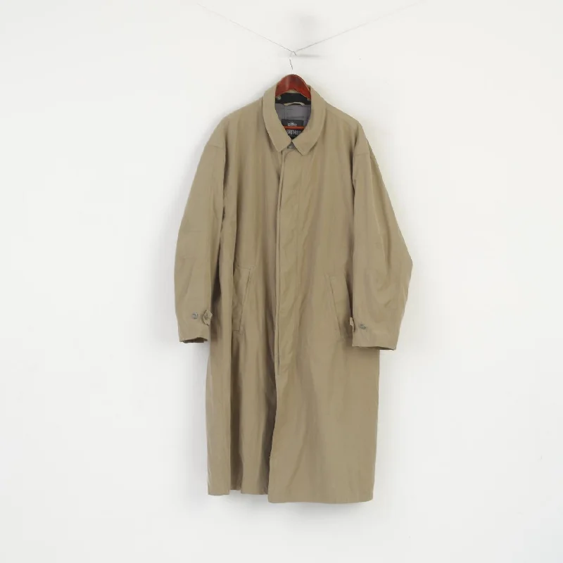 Werther International Men 52 L Coat Khaki Cotton Trench Lined Vintage Raincoat