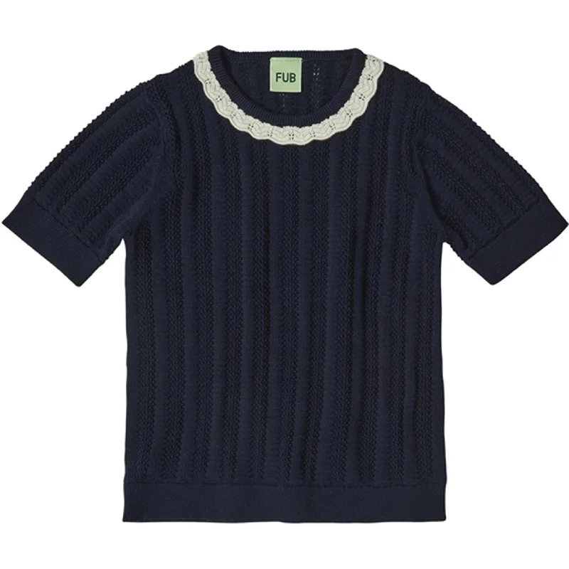 FUB Dark Navy Pointelle T-Shirt