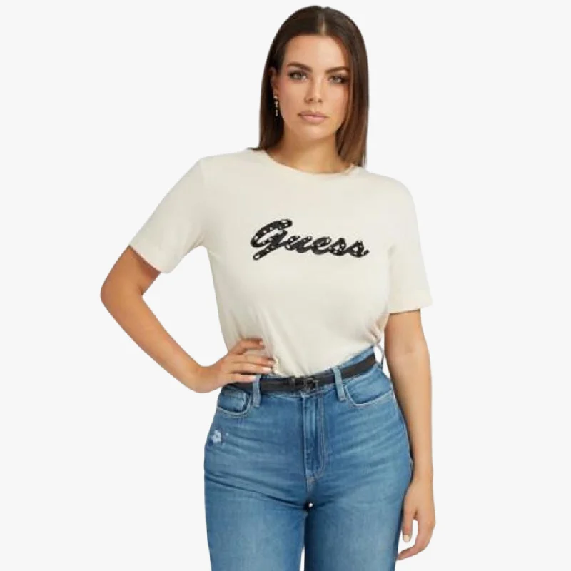 Guess Womens Nichita Short Sleeve Tee White Grey