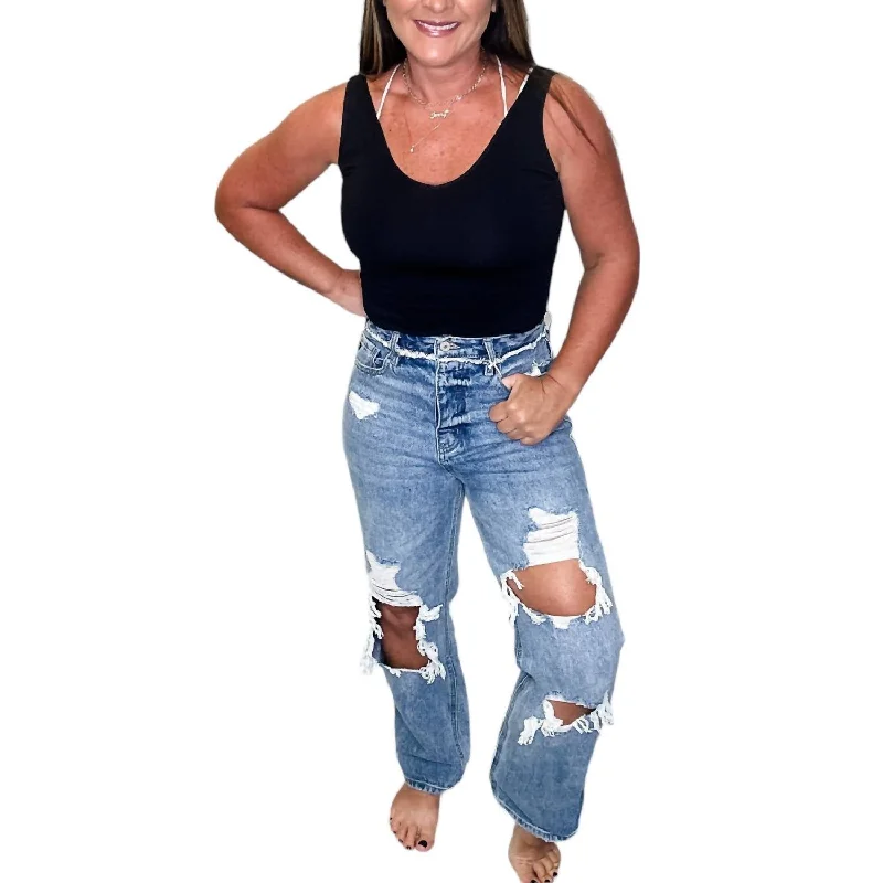 Sylvie Ultra High Rise 90's Boyfriend Jeans In Blue